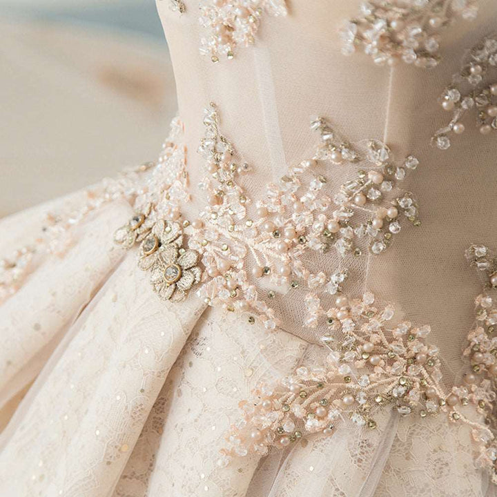 Champagne Tulle Ball Gown Wedding Dress | All For Me Today