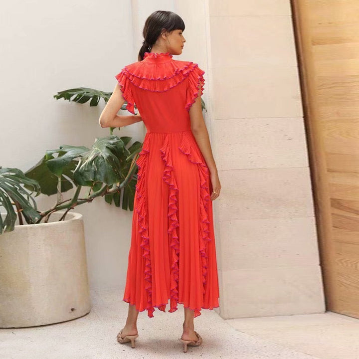 Chic Pleated Ruffles Dress | All For Me Today