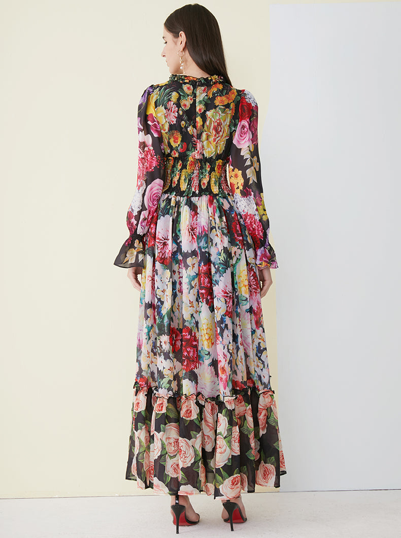 Chiffon Ruffled Collar Women's Maxi Dress | All For Me Today