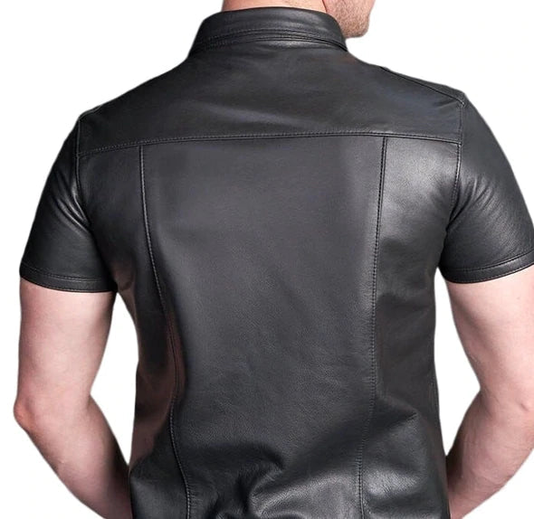 Classic Black Leather Men's Shirt | All For Me Today