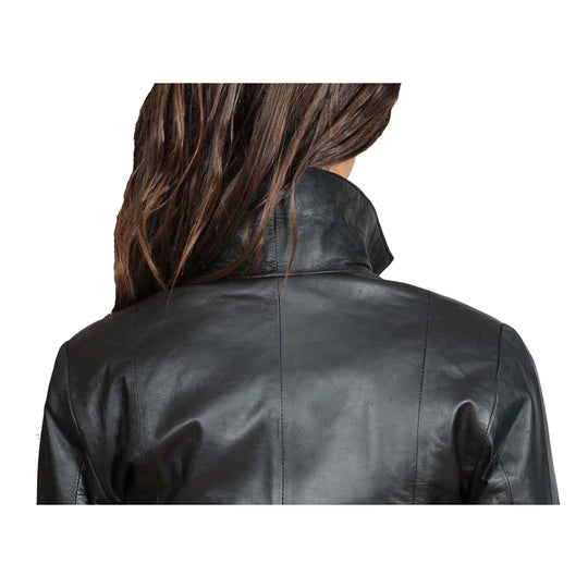 Classic Semi Fitted Real Leather Women's Biker Jacket All For Me Today
