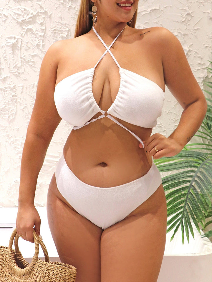 Cross Halter Plus Size Swimwear| All For Me Today