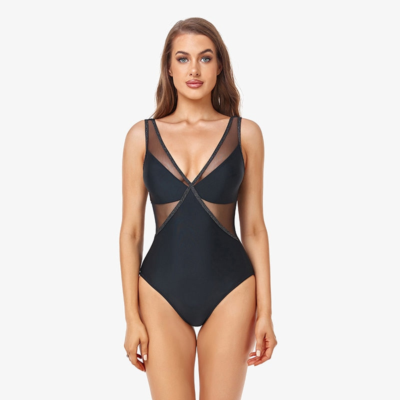 Deep V-neck Women's One Piece Swimsuit | All For Me Today