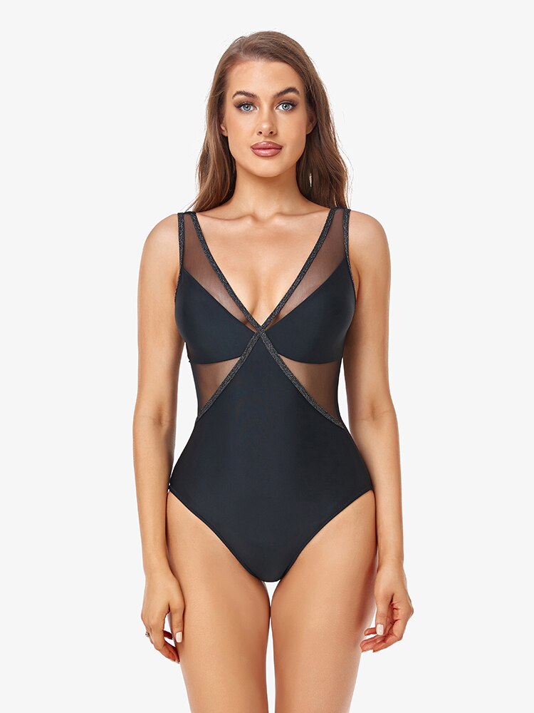 Deep V-neck Women's One Piece Swimsuit | All For Me Today