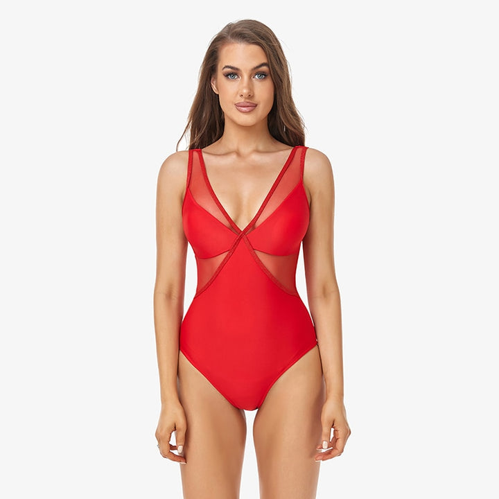 Deep V-neck Women's One Piece Swimsuit | All For Me Today