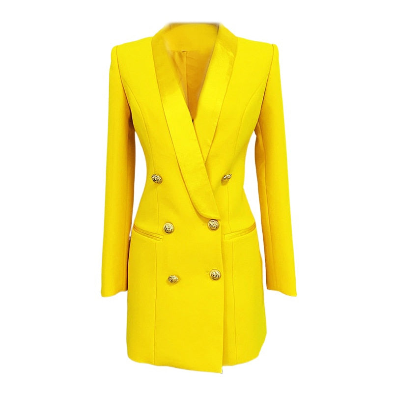 Double Breasted Gold Button Women's Blazer Suit | All For Me Today