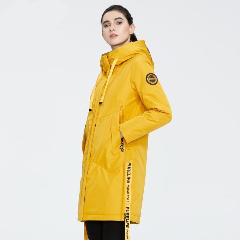 Drawstring Hood Windbreaker Women's Parka Coat | All For Me Today