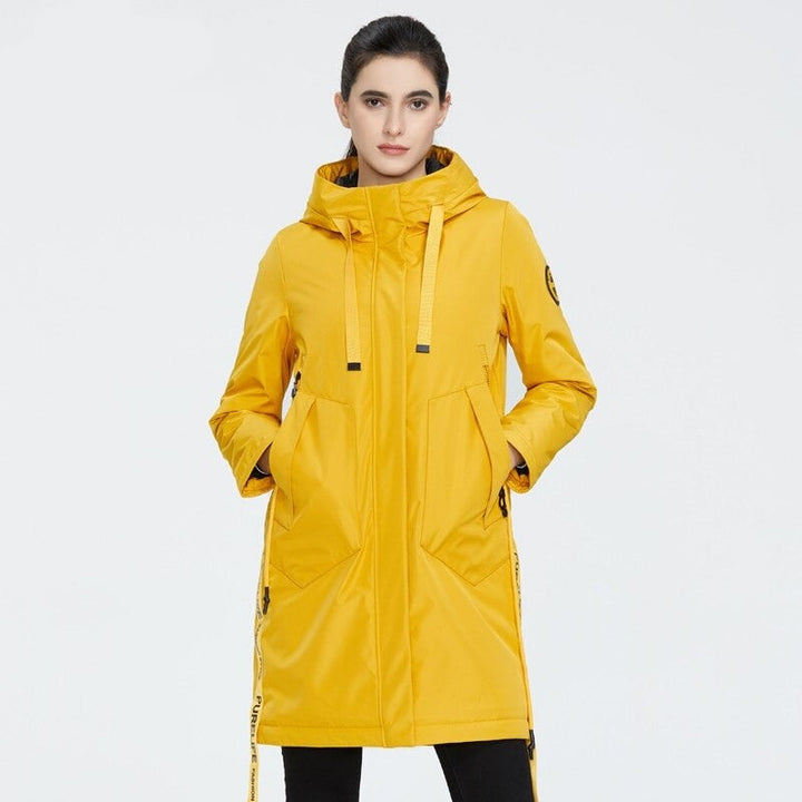 Drawstring Hood Windbreaker Women's Parka Coat | All For Me Today