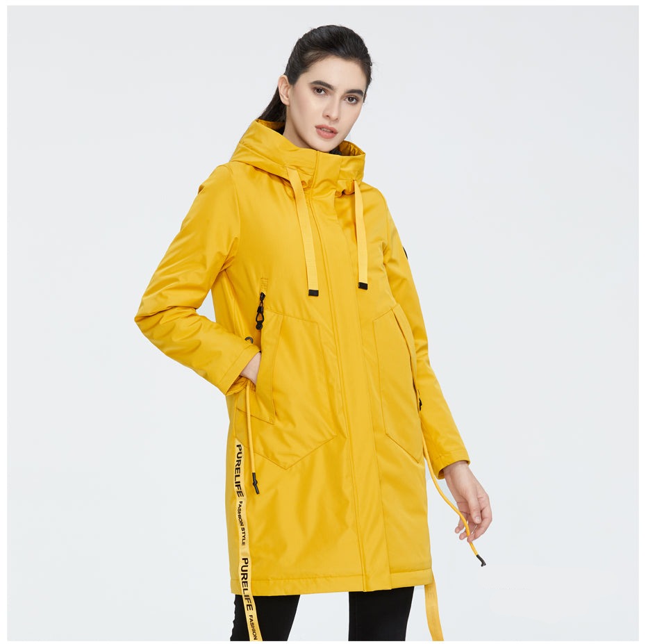 Drawstring Hood Windbreaker Women's Parka Coat | All For Me Today