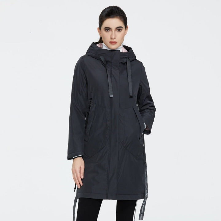 Drawstring Hood Windbreaker Women's Parka Coat | All For Me Today