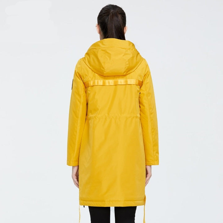 Drawstring Hood Windbreaker Women's Parka Coat | All For Me Today