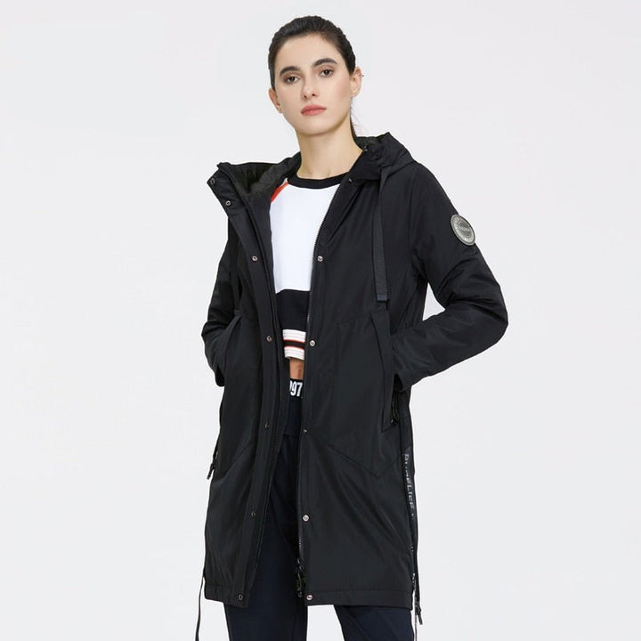 Drawstring Hood Windbreaker Women's Parka Coat | All For Me Today