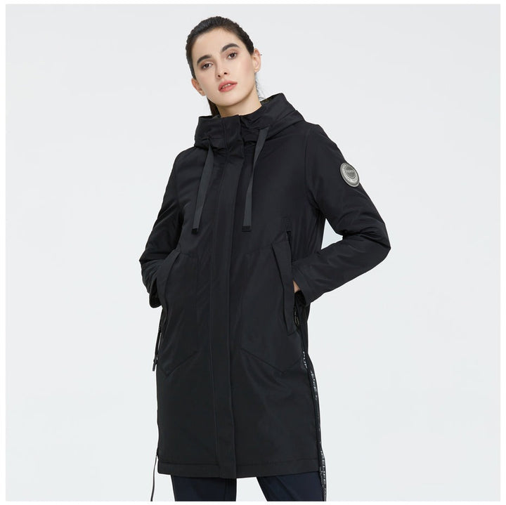 Drawstring Hood Windbreaker Women's Parka Coat | All For Me Today