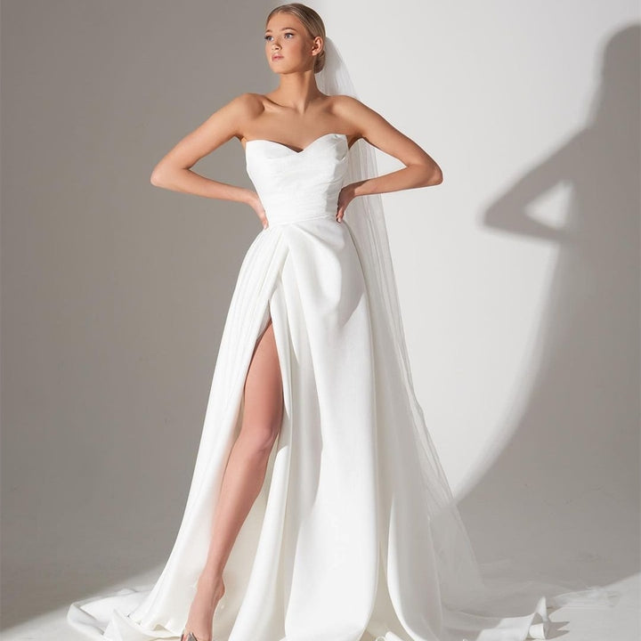 Elegant Side Slit Women's Wedding Dress | All For Me Today