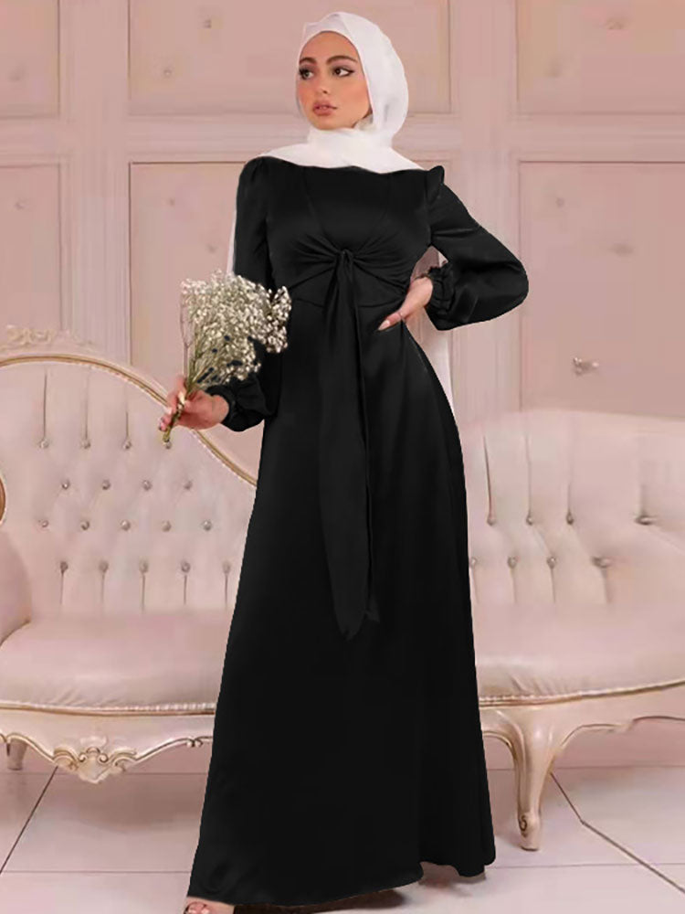 Elegant Wrap Satin Kaftan Abaya | All For Me Today