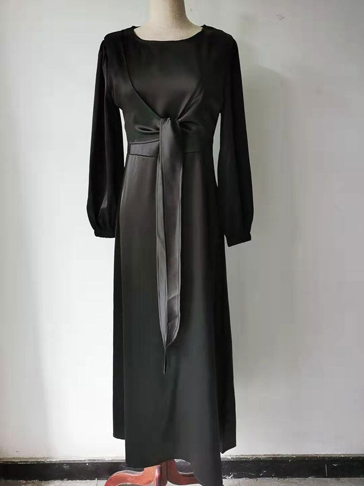 Elegant Wrap Satin Kaftan Abaya | All For Me Today