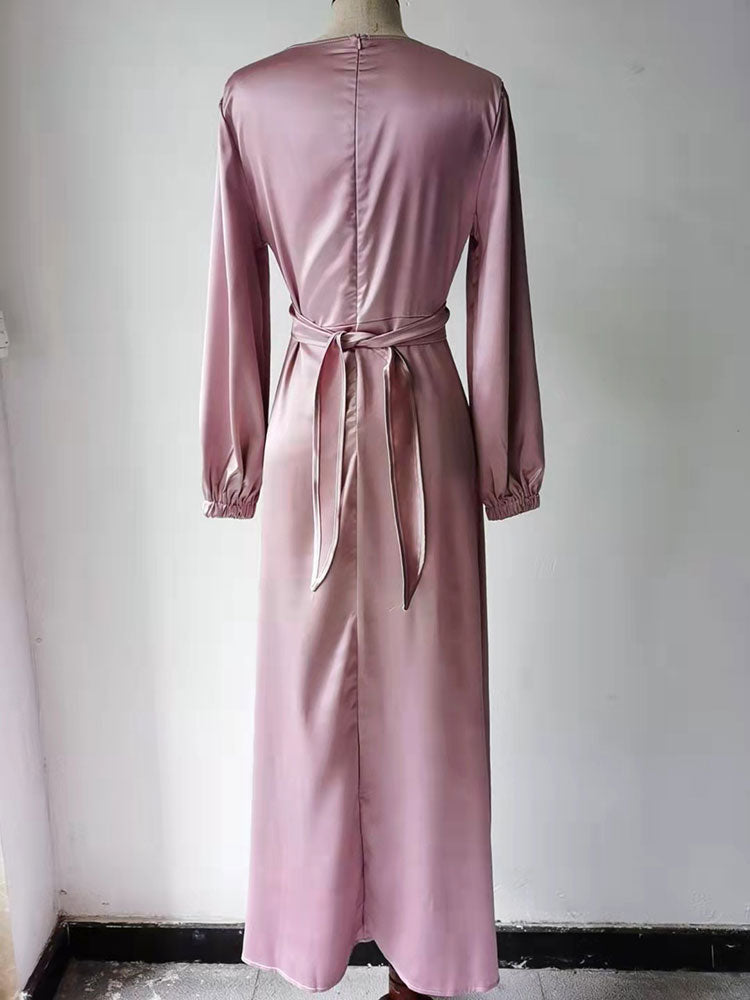 Elegant Wrap Satin Kaftan Abaya | All For Me Today