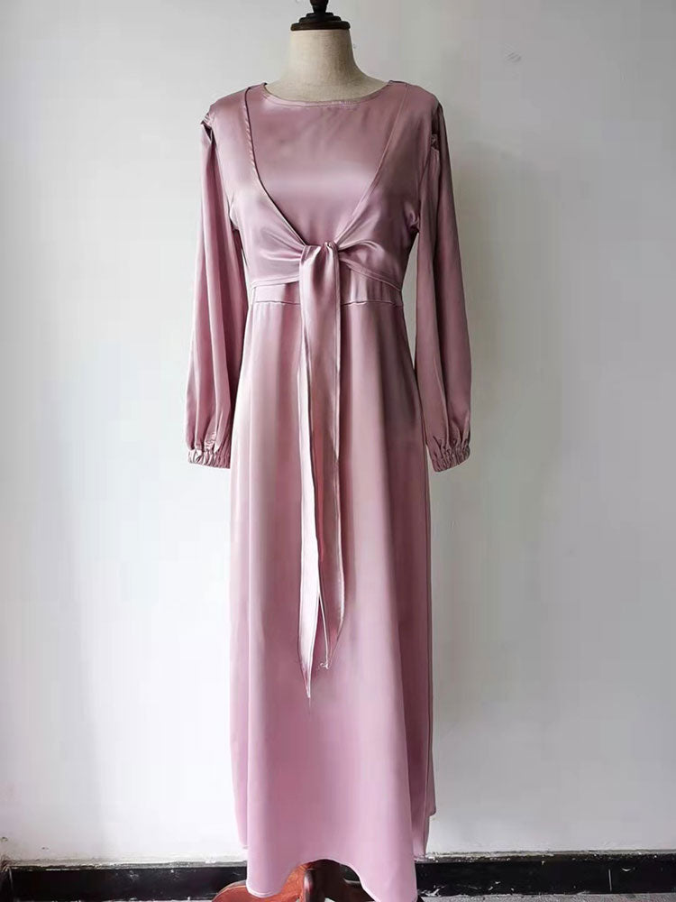 Elegant Wrap Satin Kaftan Abaya | All For Me Today