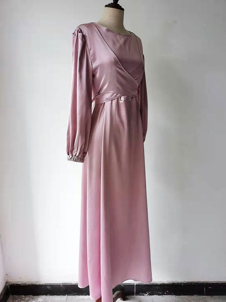 Elegant Wrap Satin Kaftan Abaya | All For Me Today