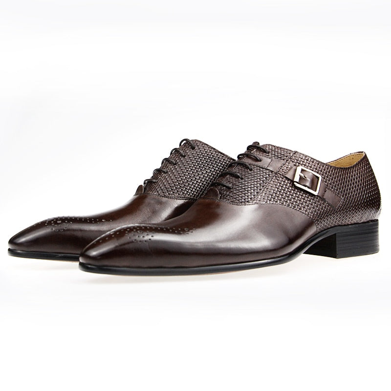 Exquisite Buckle Men's Genuine Leather Brogue Shoes | All For Me Today