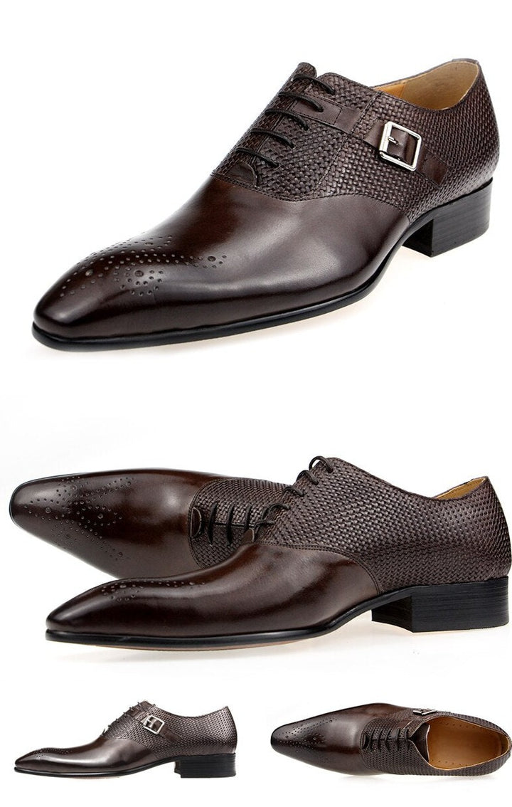 Exquisite Buckle Men's Genuine Leather Brogue Shoes | All For Me Today