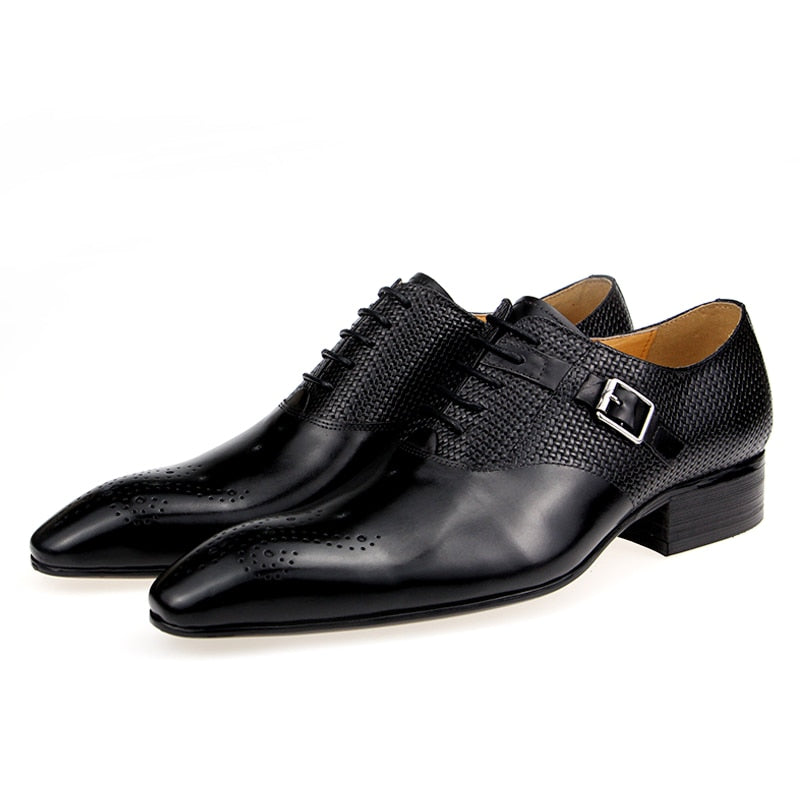 Exquisite Buckle Men's Genuine Leather Brogue Shoes | All For Me Today