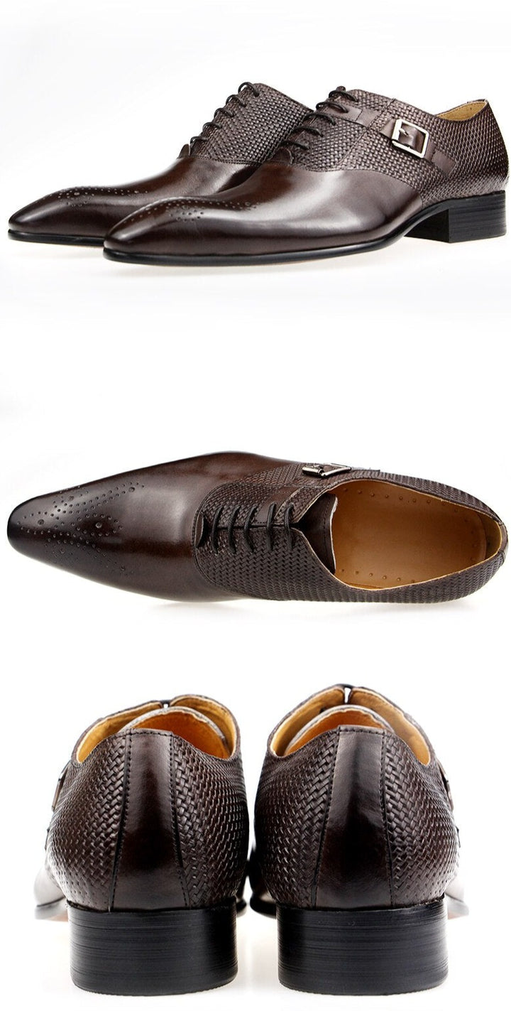 Exquisite Buckle Men's Genuine Leather Brogue Shoes | All For Me Today