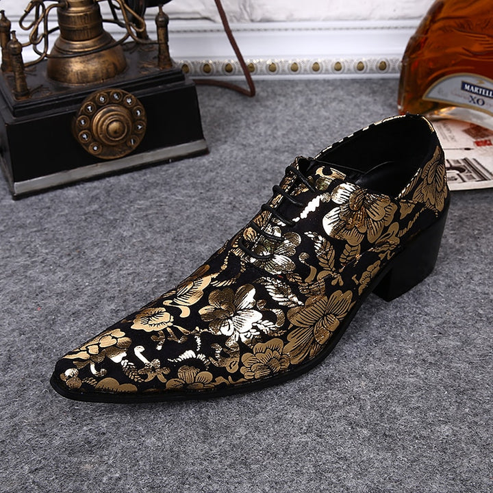 Fashion Print Men's Leather Wedding Dress Shoes | All For Me Today