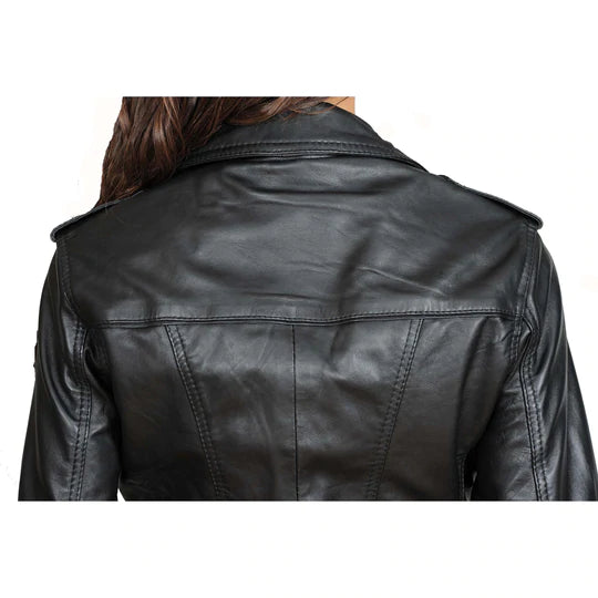 Fitted Biker Style Sheepskin Leather Women's Jacket All For Me Today