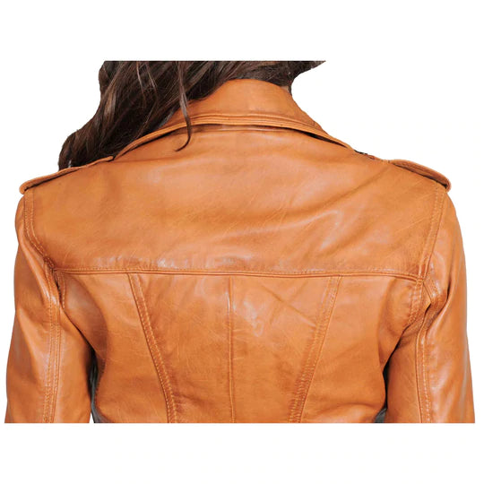 Fitted Biker Style Sheepskin Leather Women's Jacket All For Me Today