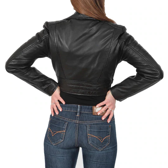 Fitted Cropped Bustier Style Women's Leather Jacket All For Me Today