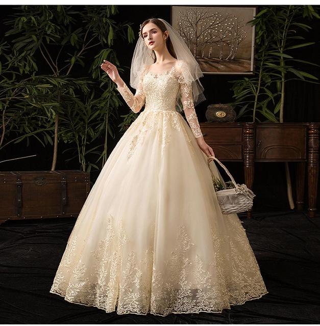 Full Sleeve Illusion Lace Embroidery Plus Size Bridal Dress | All For Me Today