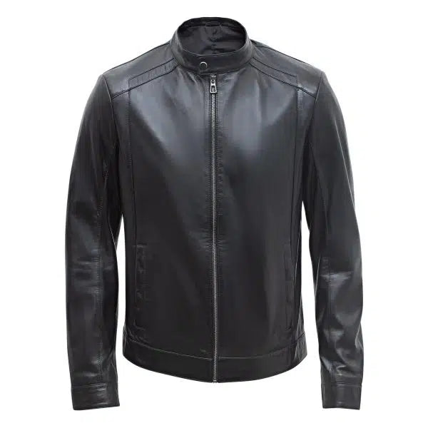 Genuine Black Leather Men's Motorcycle Slim Fit Jacket | All For Me Today