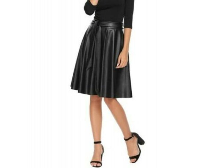 Genuine Lambskin Leather Women's Knee Skirt | All For Me Today