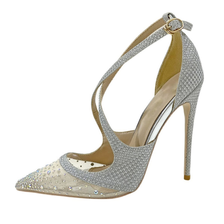 Glitter Sequined Cross Strap Women's High Heel Pumps | All For Me Today