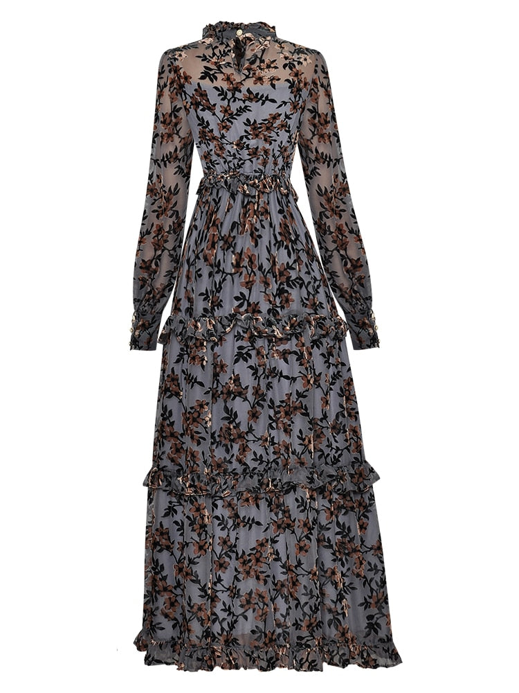 Go To Flaunt Flocking Print Long Dress | All For Me Today