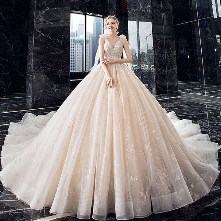 Bow Shoulder Princess Bridal Dress| All For Me Today