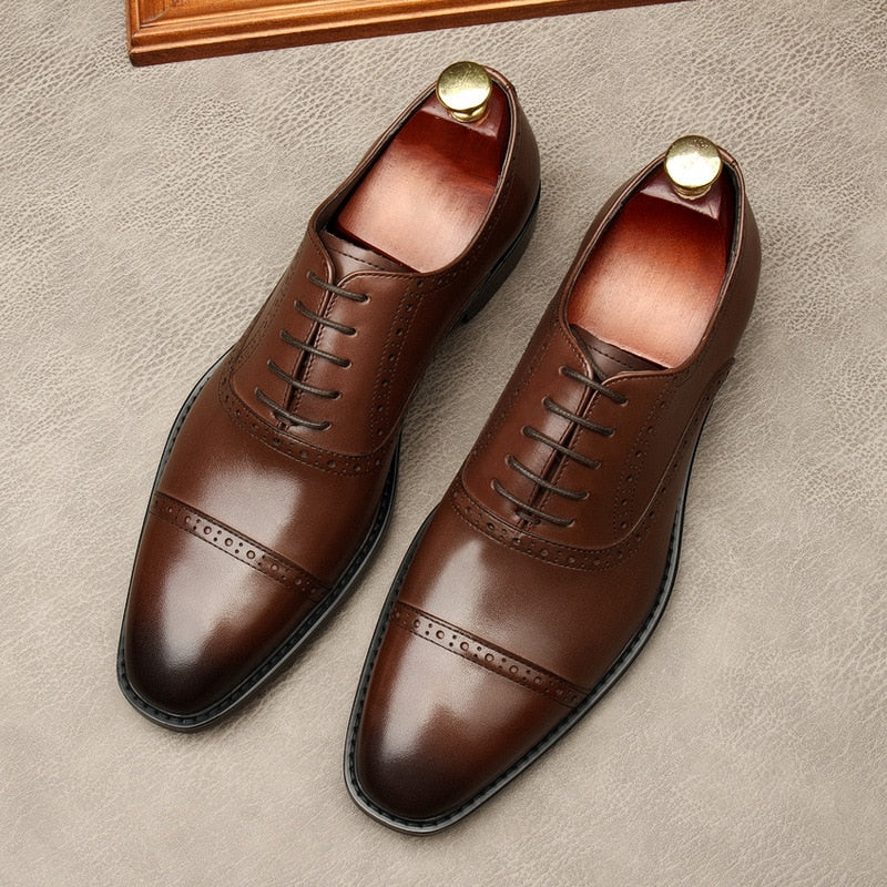 Classic Round Toe Men's Leather Oxford Shoes| All For Me Today