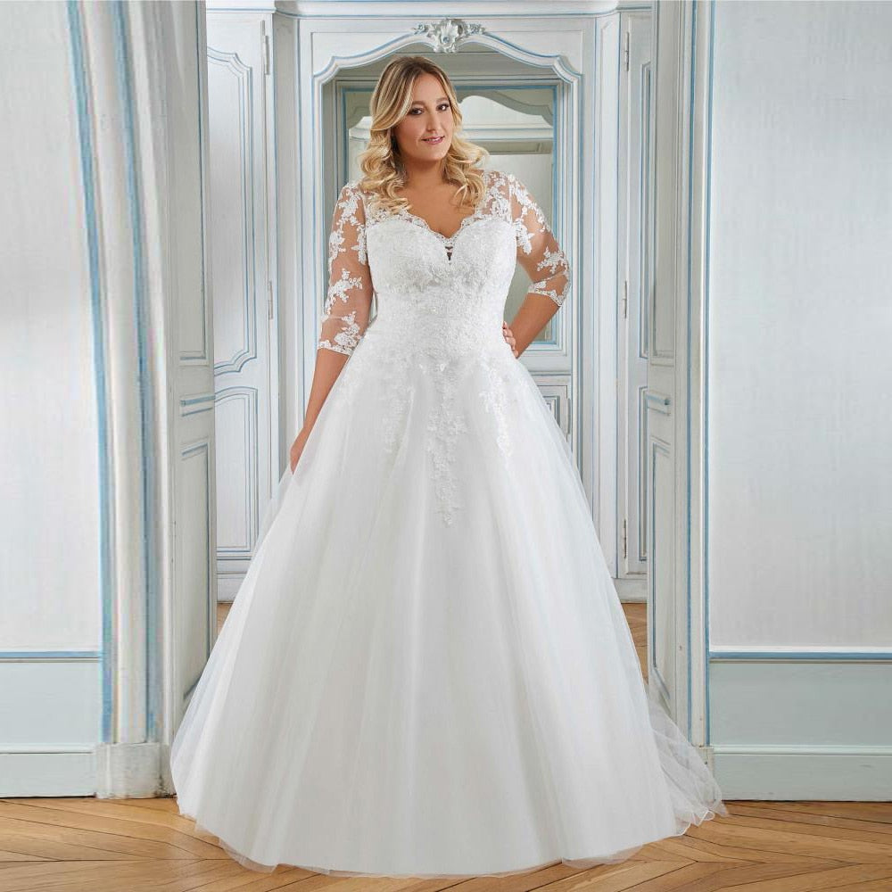 Classic Sweep Train Plus Size Bridal Dress| All For Me Today
