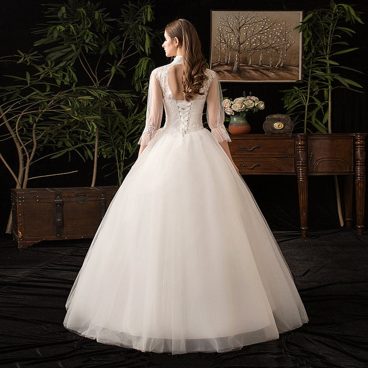 High Neck Illusion Women's Wedding Dress| All For Me Today