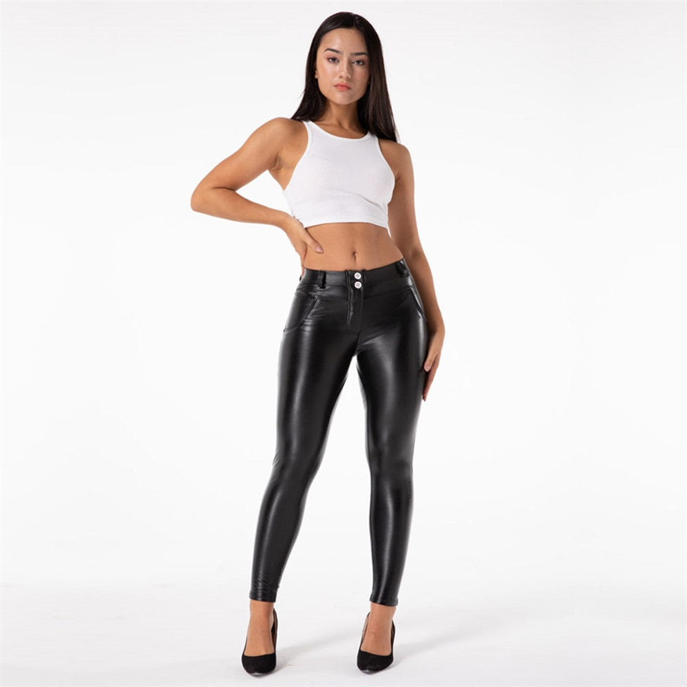 Mid-waist Women's Faux Leather Pants With Fleece Lined| All For Me Today