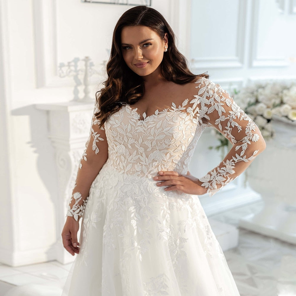 Vintage Long Sleeves Plus Size Women's Wedding Dress| All For Me Today