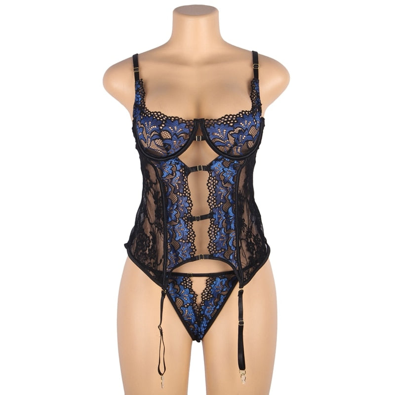 Babydoll With Garter Belt Mesh Plus Size Lingerie| All For Me Today