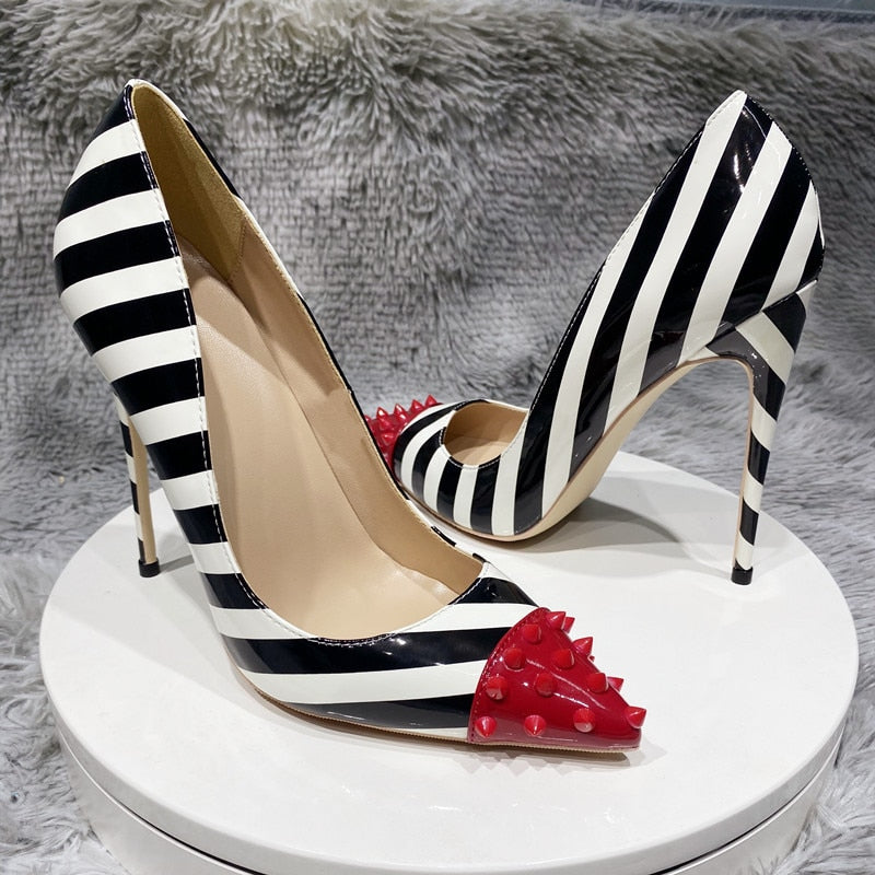 Striped Print Women's Stiletto Pumps| All For Me Today