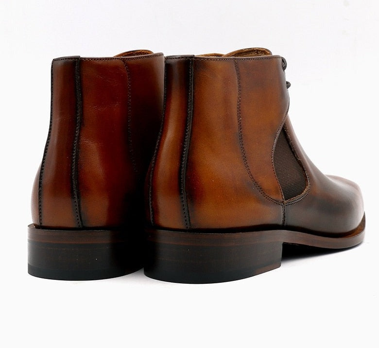 Plain Toe Full Grain Men's Handmade Chelsea Boots| All For Me Today