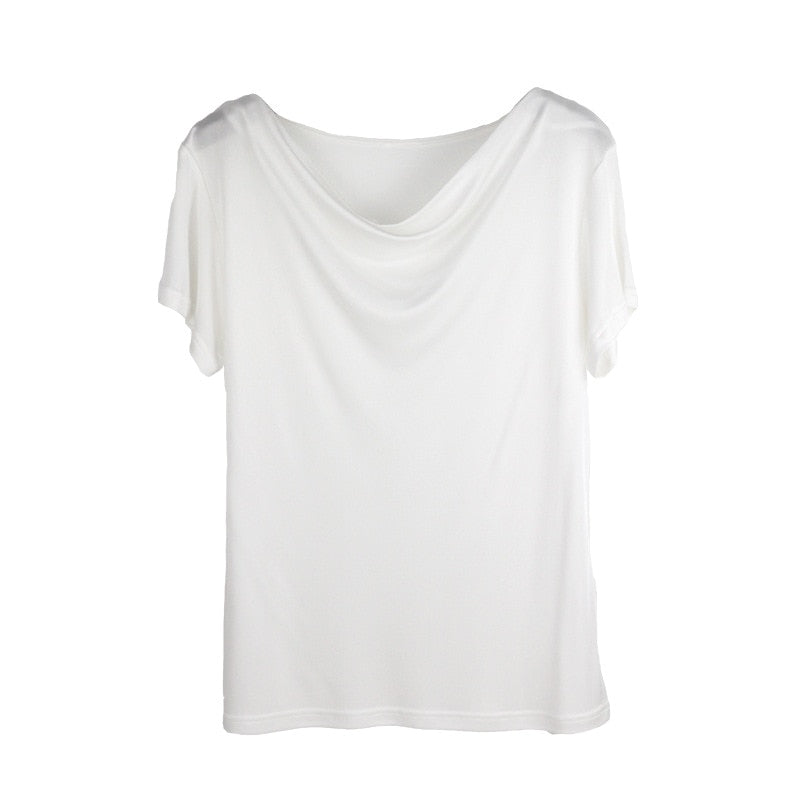 Short Sleeve Women's Real Silk T-shirt