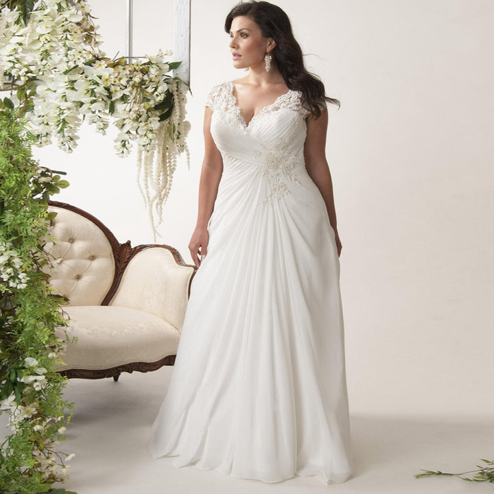 Cap Sleeve Plus Size Bridal Dress| All For Me Today