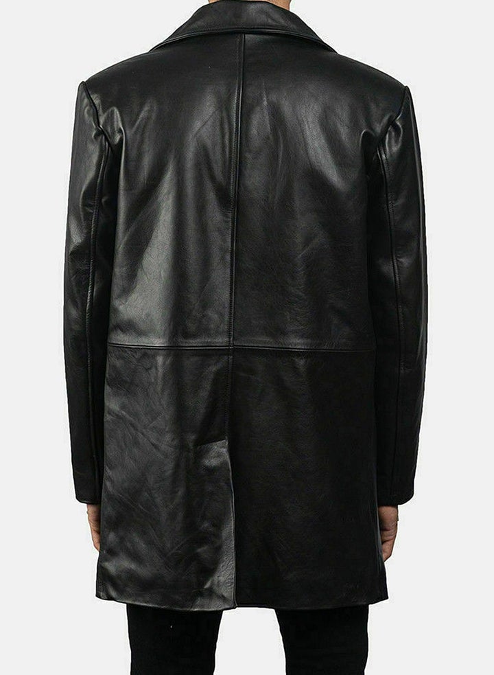 Handmade Black Leather Trench Coat For Men's All For Me Today