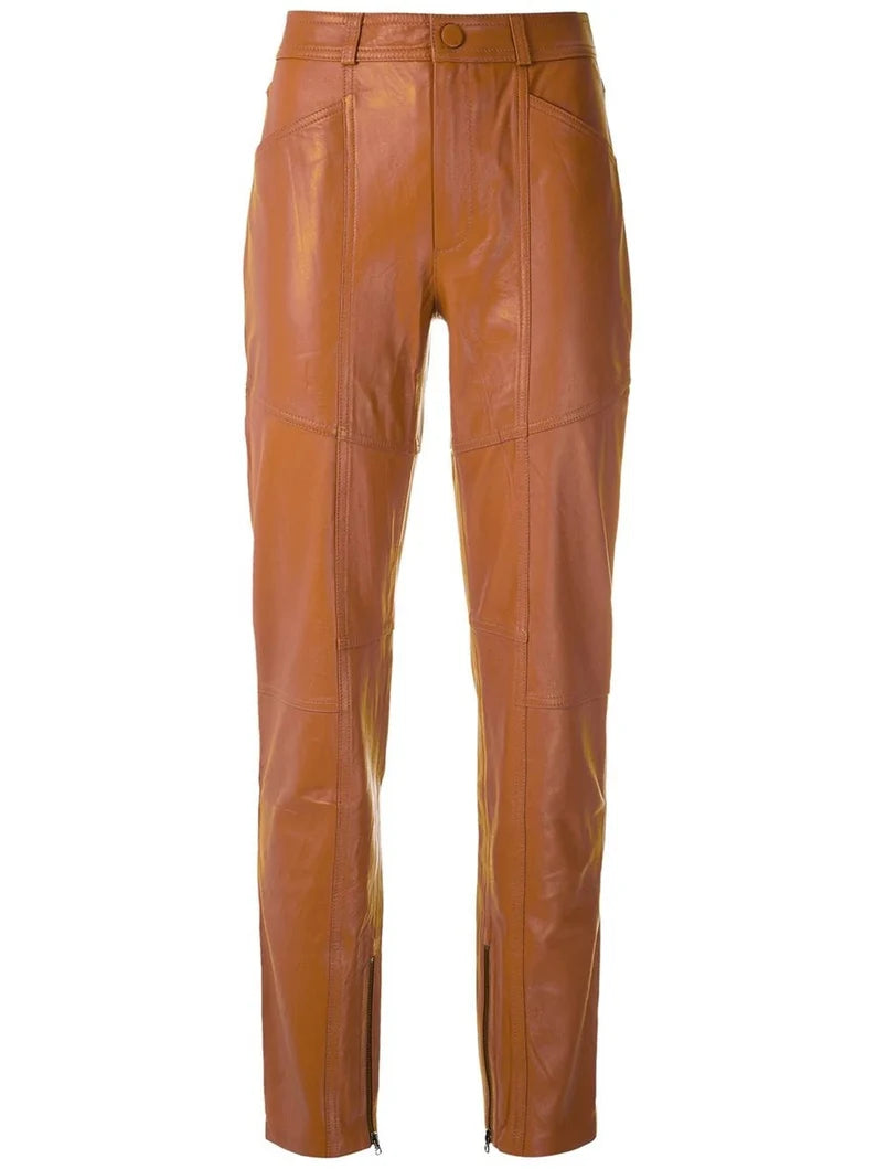 Handmade Lambskin Leather Women's Slim Fit Pants | All For Me Today