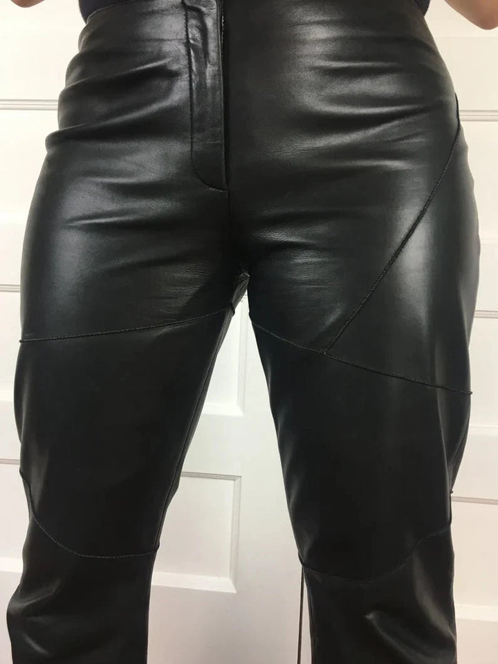 Handmade Lambskin Leather Women's Wide Leg Pants | All For Me Today